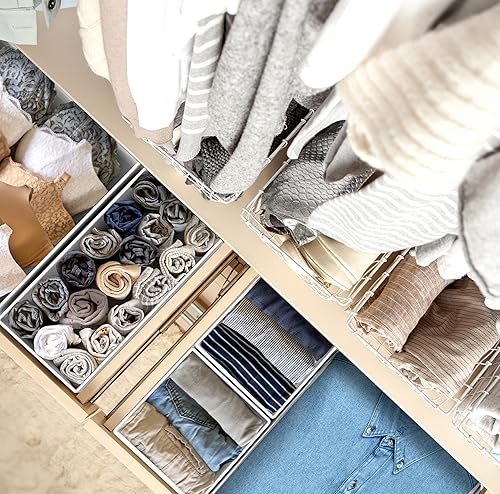 Miniatura 5 de SimpleHouseware Caja de almacenamiento plegable de tela para armario aparador cajón divisor organizador de cestas para ropa interior sostenes gris