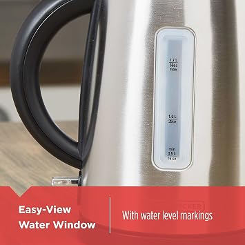 BLACK+DECKER 1.7L Cordless Kettle, Silver, KE2000SD