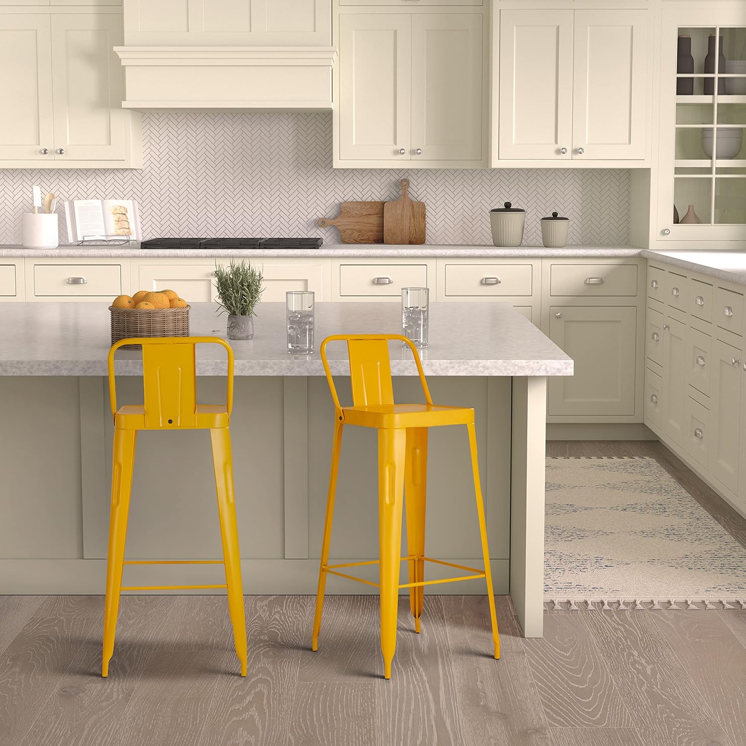 Amazon Brand - Solimo Iron Bar Stool, Yellow BR_BS2-Yellow | 44D x 36W x 99H cms - Review, Price and Buying Guide