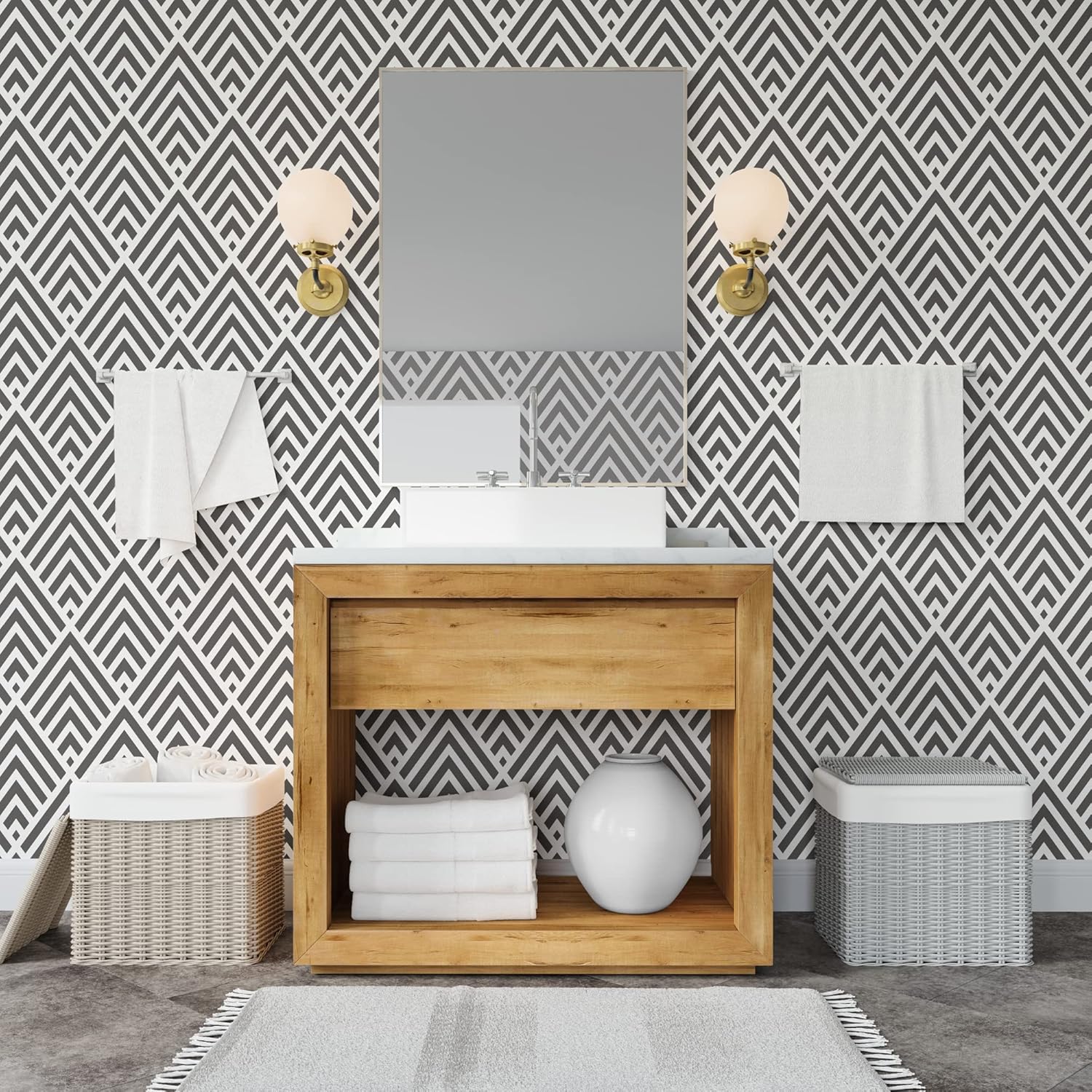 Geometric Stencil - DIY Wallpaper Alternative - Easily Brighten Up Your Home with This Reusable Wall Pattern Stencil