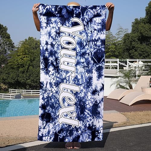 Miniatura 1 de NIBESSER Toalla de playa personalizada con nombre personalizado, toallas de microfibra sin arena, regalos personalizados, toalla de playa de viaje,