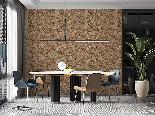 Miniatura 4 de Dundee Deco Paneles de pared 3D  Paneles de pared de PVC de piedra sintética marrón para decoración de pared interior, sala de estar, cocina, baño,