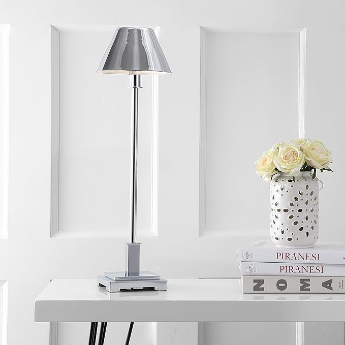 JONATHAN Y JONATHAN Y JYL6006A Roxy 26" Metal Shade LED Table Lamp Contemporary Modern Bedside Desk Nightstand Lamp for Bedroom Living Room Office College Bookcase LED Bulb Included, Chrome photo 2