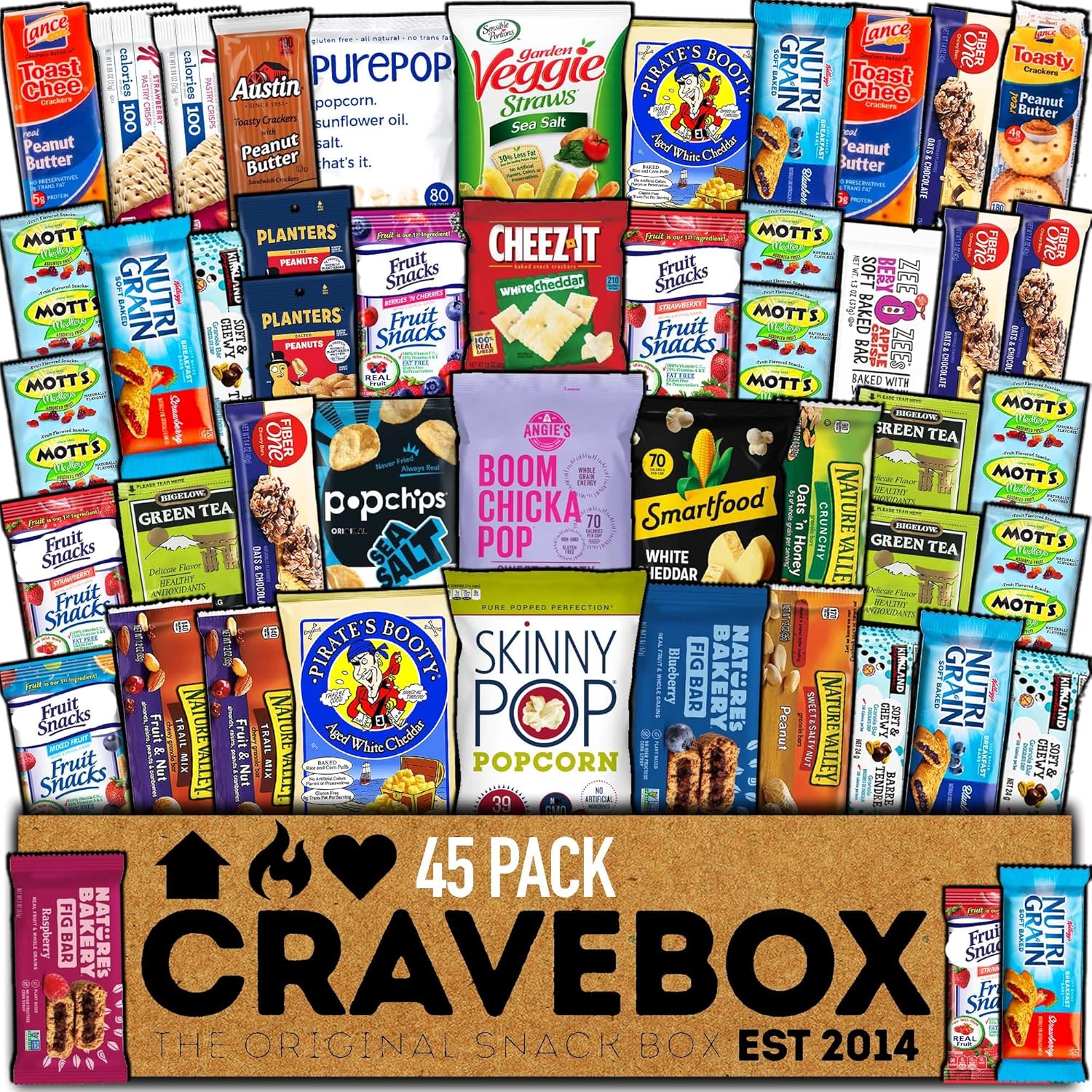 CRAVEBOX 45-Count Healthy Snack Box Holiday Variety Pack