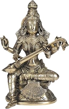 Saraswati - Goddess of Arts and Wisdom - Brass Statue