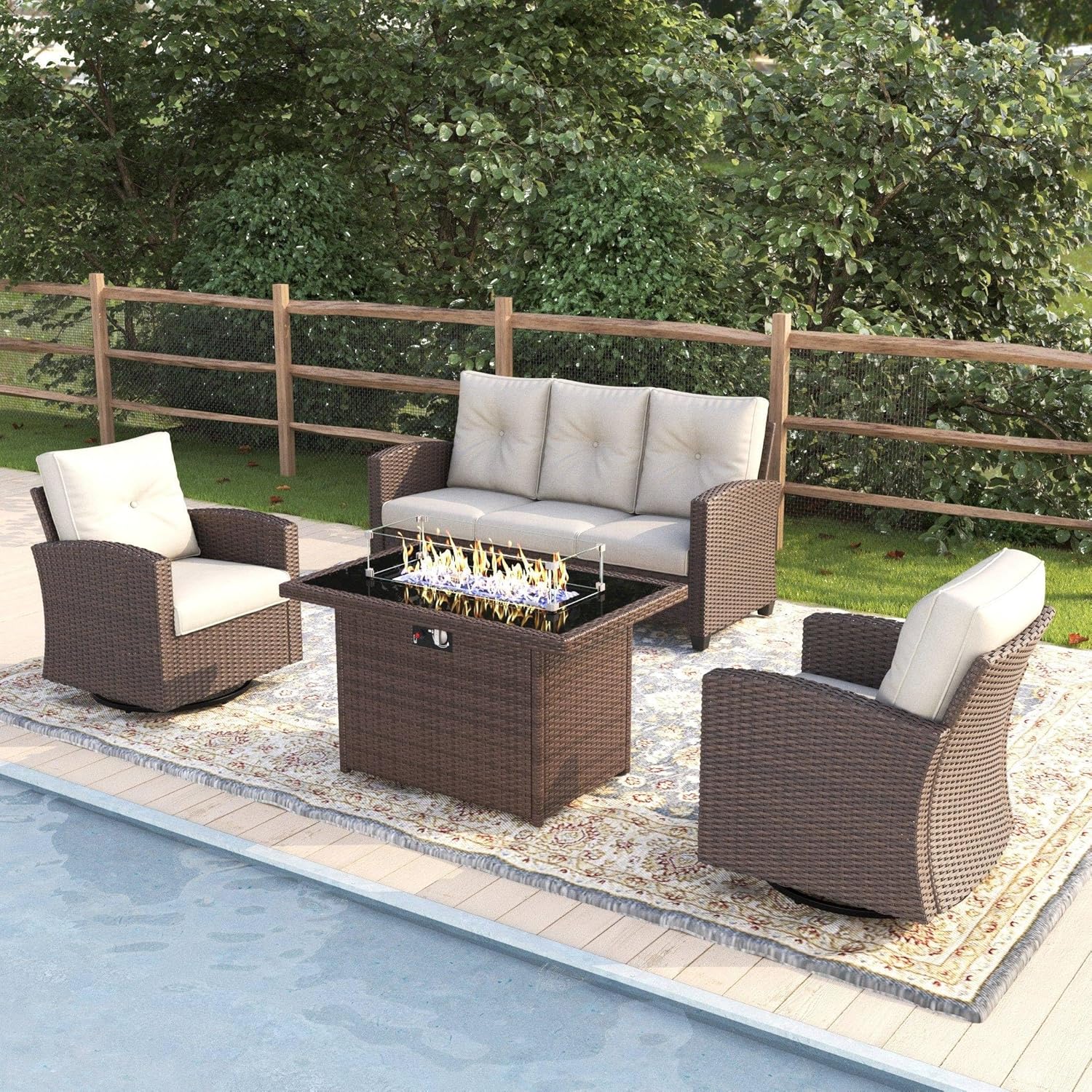 Vakollia 4 Pieces Patio Furniture Swivel Chairs Set with