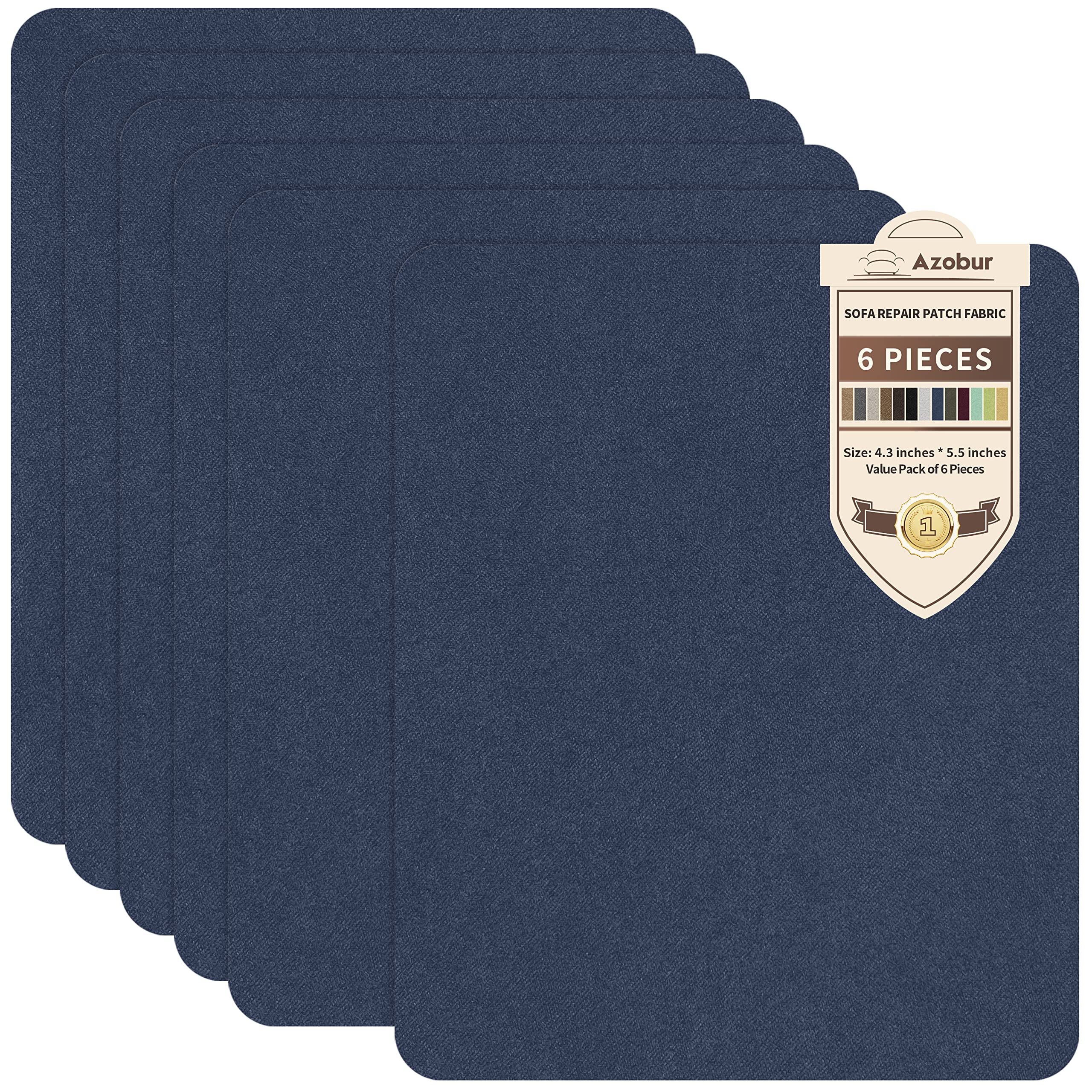 AzoburSofa Fabric Repair Patch, 6 Piece Microfiber Patches, Self Adhesive Fabric Sofa Patch Repair Fabric, Luxurious Look, Quick Fix Sofa.（Dark Blue）