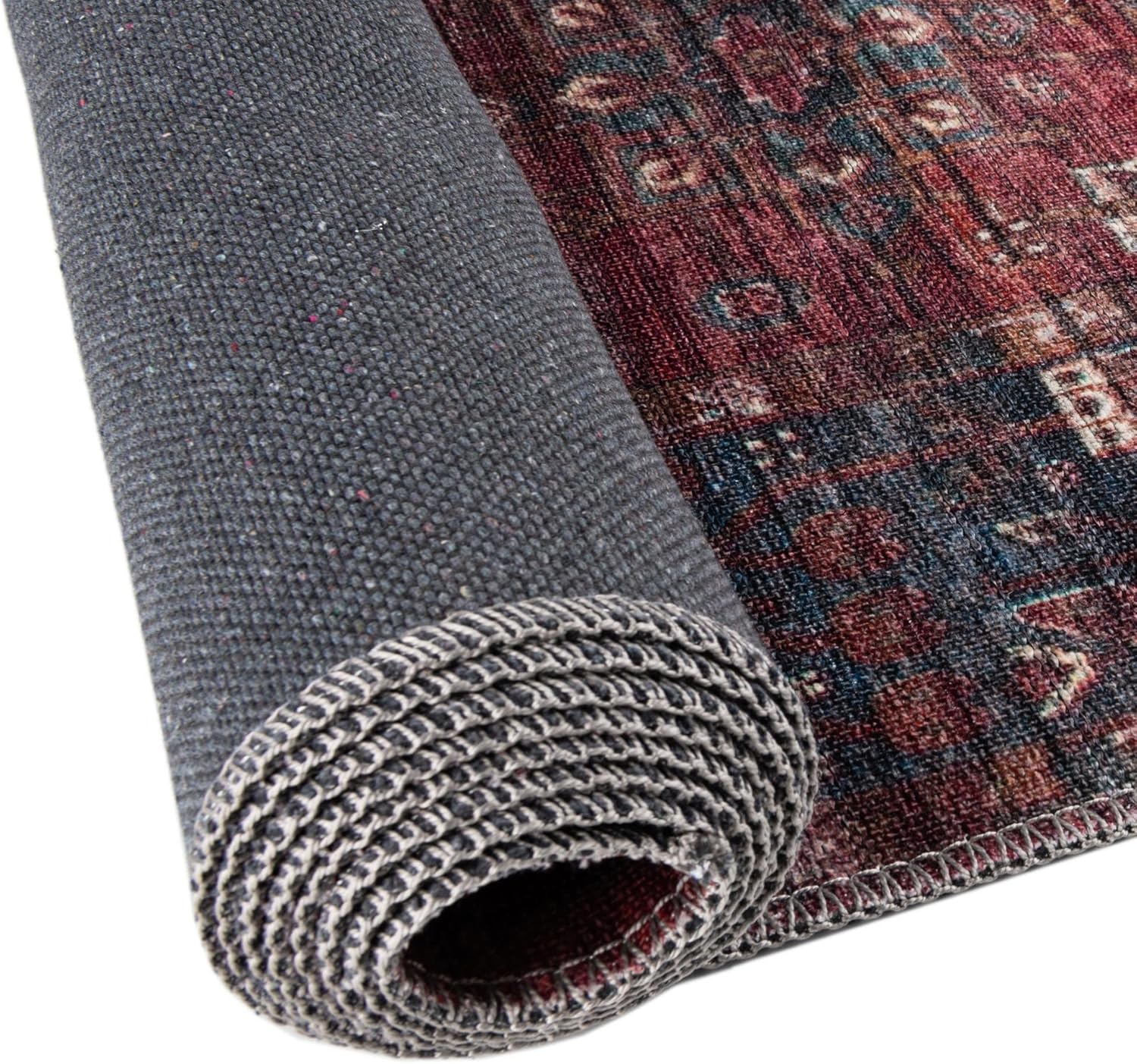 Rugs.com Maahru Collection Washable Rug – 2' x 3' Oval Rust Red Low-Pile Rug Perfect for Living Rooms, Large Dining Rooms, Open Floorplans