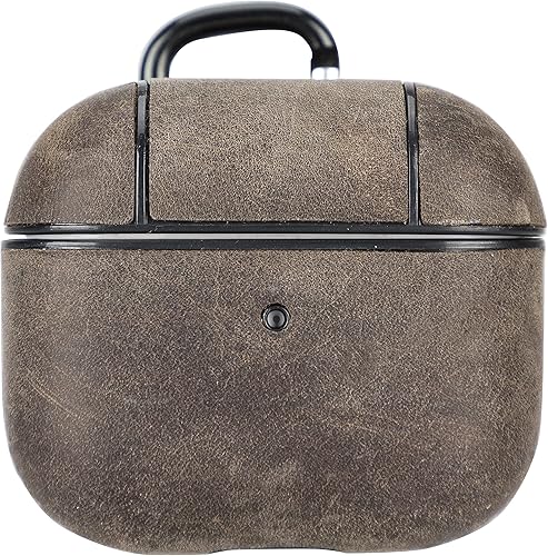 Miniatura 2 de HARDISTON Apple AirPods 3 de cuero genuino hecho a mano  Funda rígida con clip para llavero  Compatible con cargadores inalámbricos  Compatible con