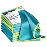 Microfiber Cloths for Glass [8 Pack] – Lint Free Window Cleaning Cloth for Mirrors, Eyeglasses, Windows, Shower Glass Doors – Reusable and Washable Polishing Towels - 16” x 16”