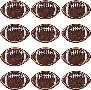 PAGOW 20pcs Football Embroidered Iron On Patches,Dark Brown Bumble Iron Sew On Embroidered Applique Decoration Sewing Patches for Bags, Jackets, Jeans, Clothes DIY Patches (2.2 X 1.4 INCH)