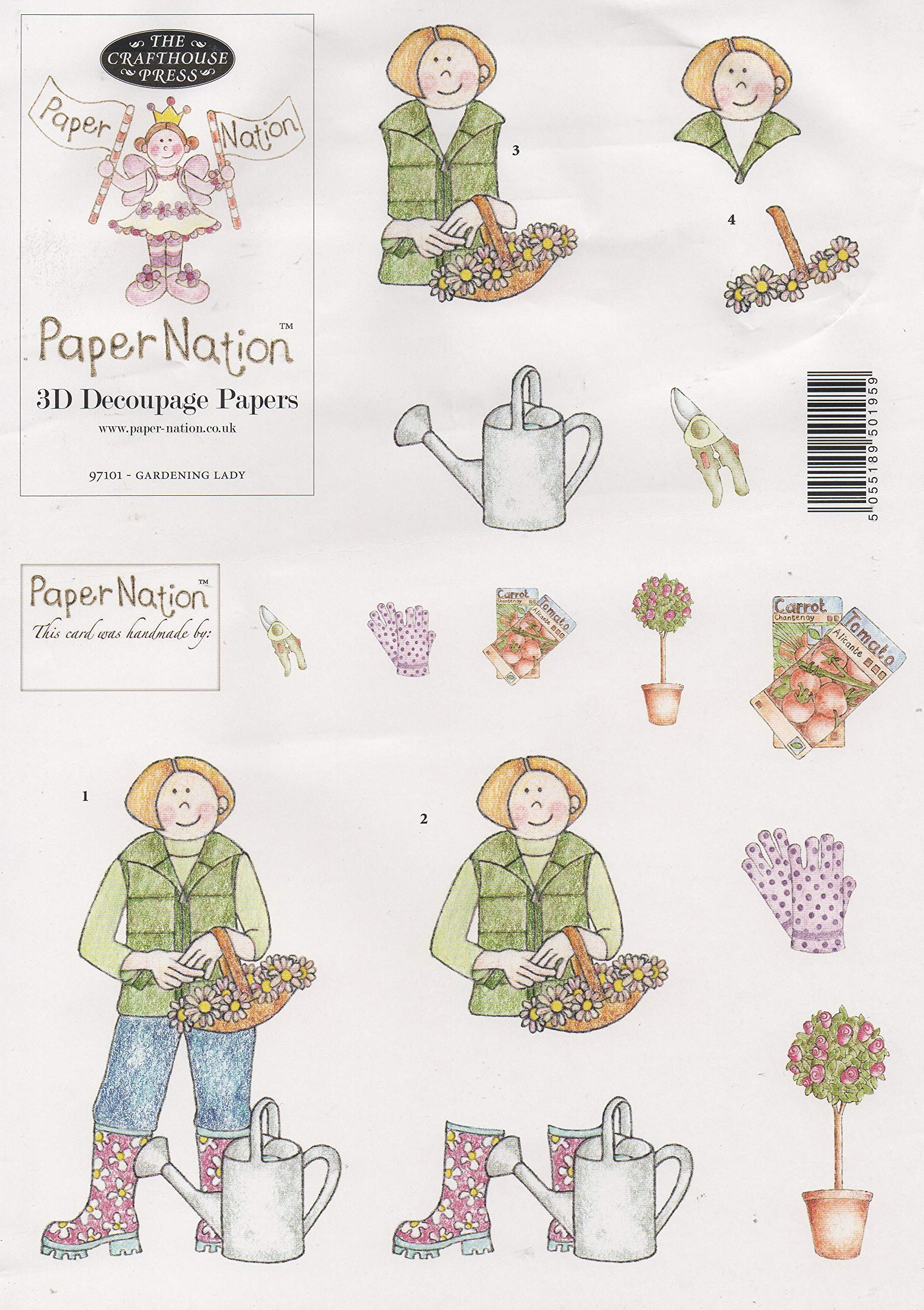 Paper Nation 3D Decoupage Papers - 97101 Gardening Lady