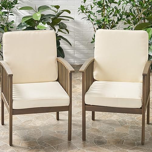 Miniatura 2 de Christopher Knight Home 313279 Gavin - Juego de 2 cojines para silla de club de tela resistente al agua, color crema