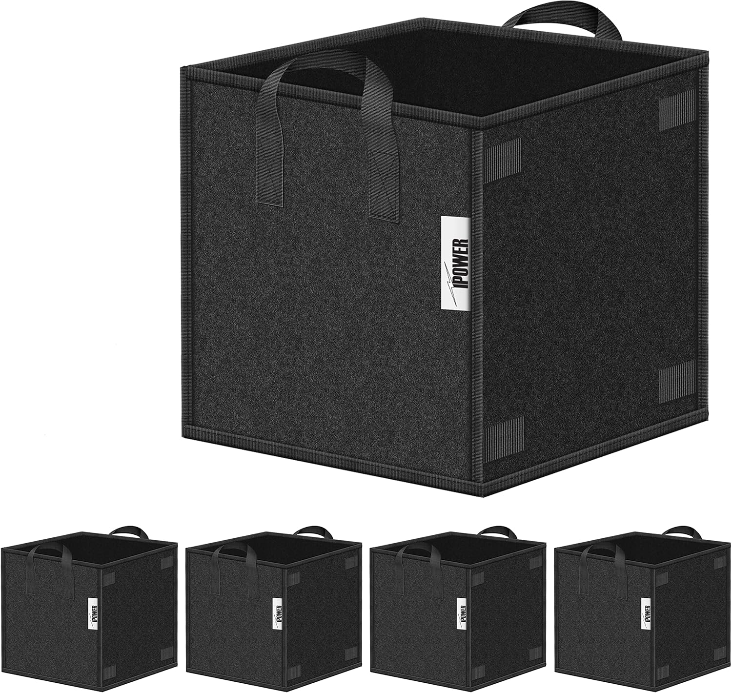 iPower 5 Pack 5 Gallon Square Fabric Pots Aeration Thick