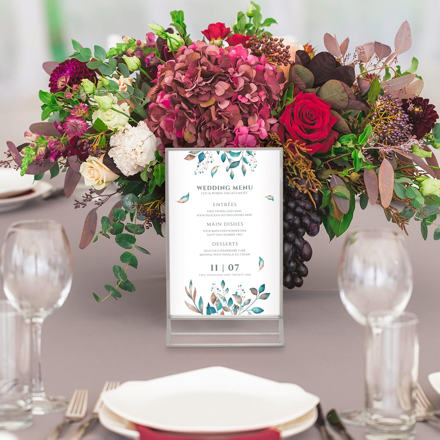 Super Star Quality Clear Acrylic 2 Sided Frames with 3MM Silver Borders and Vertical Stand (Pack of 6) | Ideal for Wedding Table Number, Double Sided Sign, Clear Photos, Menu Holders