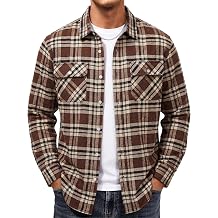 Cotrasen Mens Flannel Plaid Shirt Button Down Casual Shirts