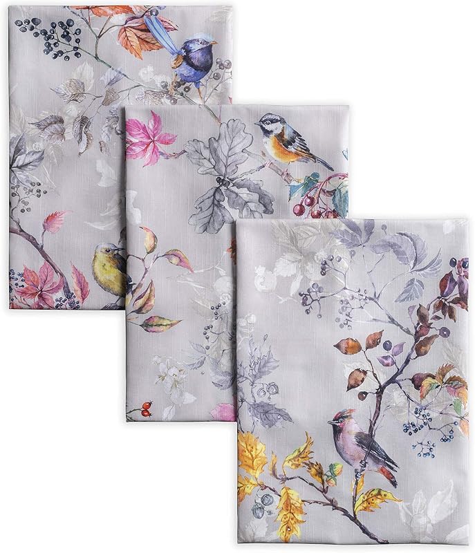 Maison d' Hermine Juego de 3 paños de cocina reutilizables 100% algodón 27.50" x 20" | Toallas de tela para platos de té absorbentes con lazo para colgar para cocina, comedor, hotel, hogar, Acción de Gracias, Navidad, equinoccio, gris