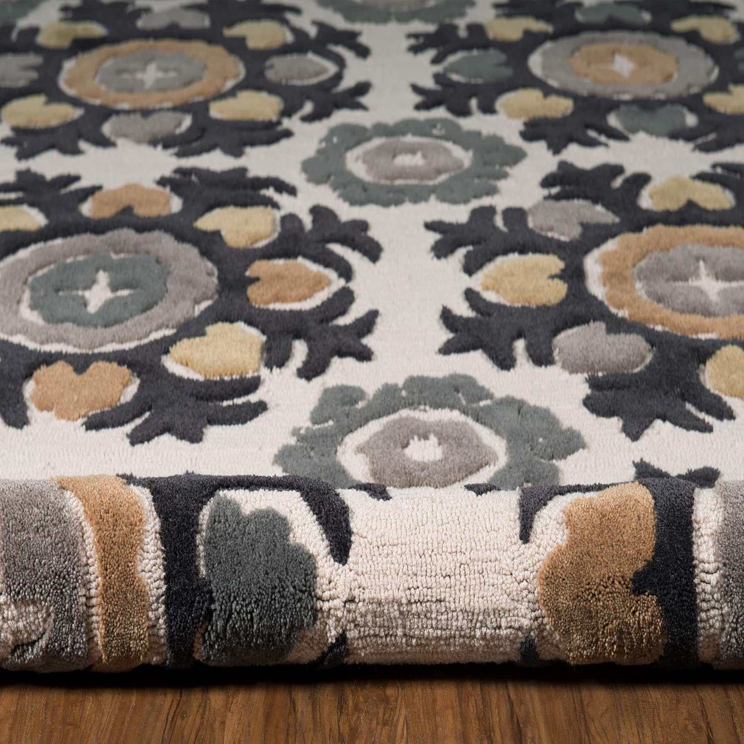 Linon RUG-TAF1057 Trio Collection, Off/White, 5 x 7