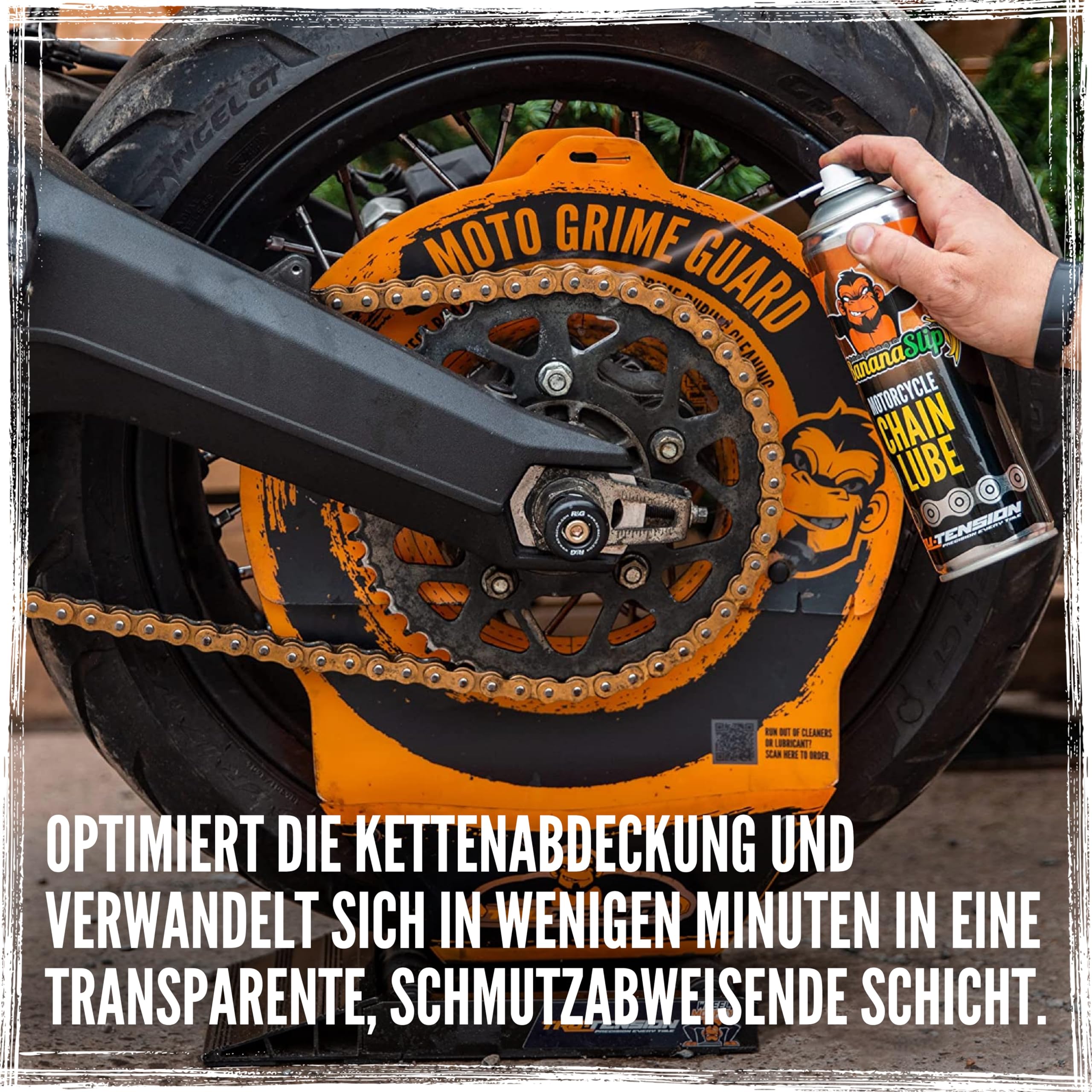 Tru-Tension | Grime Guard für Motorräder Set | Kettenreiniger & Nassschmiermittel | Motorradwerkzeuge & Zubehör