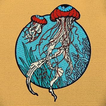 ZEGINS Sea Jellyfish Embroidered Badge Iron on or Sew on Patch