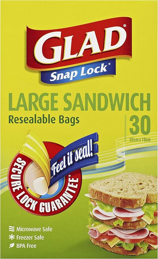 Glad Snaplock Resealable Large Sandwich Bags, BPA Free, Microwave