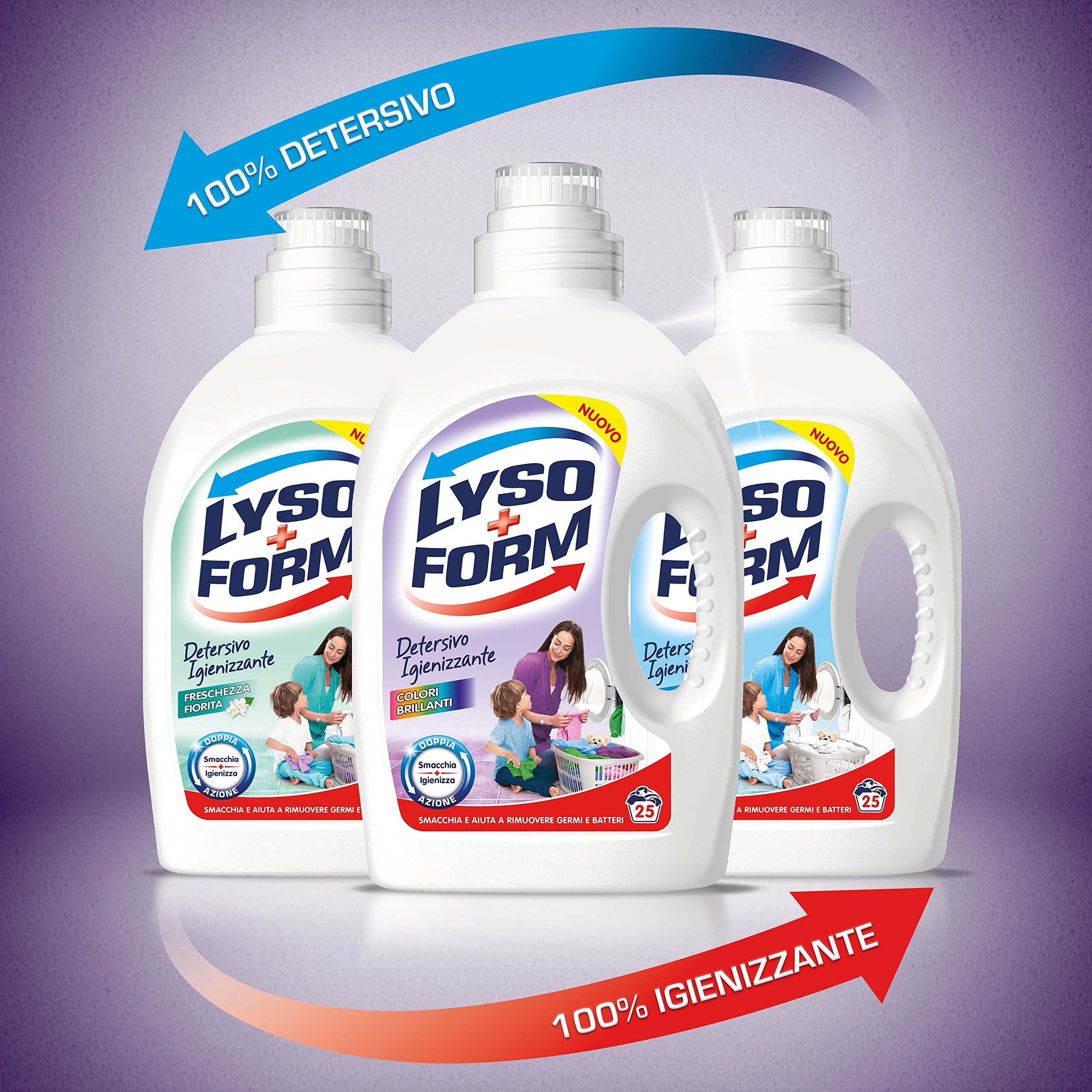 Lysoform Detersivo Igienizzante Colori Brillanti - pacco da 5 flaconi x 1625 ml