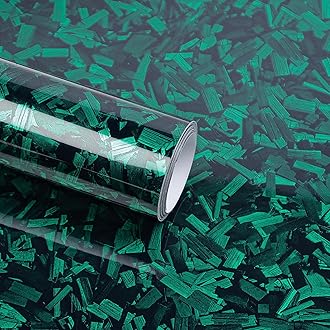 Lypumso Forged Carbon Fiber Vinyl Wraps, High Gloss Car Wrap Vinyl Rolls for DIY, Self-Adhesive Stickers with Air Release Technology for Auto Interior and Exterior (Green Forged Carbon, 2ft x 10ft)