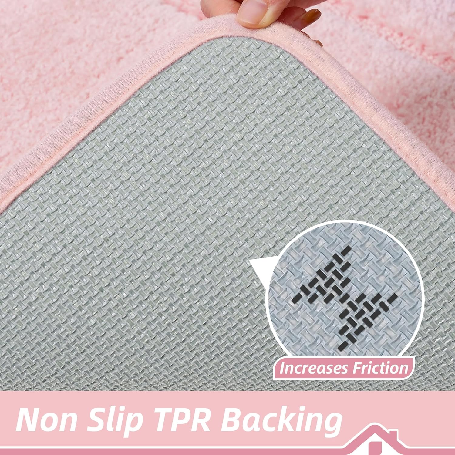 BEQHAUSE Bathroom Rugs Nonslip Bath Mat Soft & Absorbent Shaggy Bathroom Mats for Bathrooms Machine Washable Bath Rug for Shower Sink and Bathtub, Pink, 24"x36"