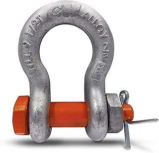 CM M848AG Alloy Anchor Shackle with Galvanized Bolt, Nut and Cotter, 2 Ton Work Load Limit, 3/8