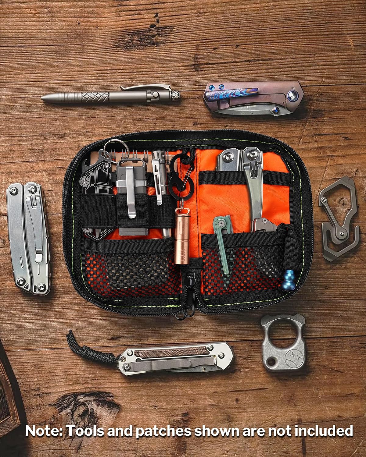 VIPERADE VE10 EDC Pouch Small Multitool Pocket Pouch with DIY Patche Area | EDC Organizer Pouch with 10 Compartments, Men's Pocket Organizer for EDC Multitools Small Pocket Tools