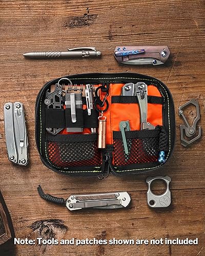 Miniatura 8 de VIPERADE VE10 Bolsa EDC pequeña de bolsillo, bolsa de herramientas de bolsillo con 10 compartimentos, organizador de bolsillo para hombres para