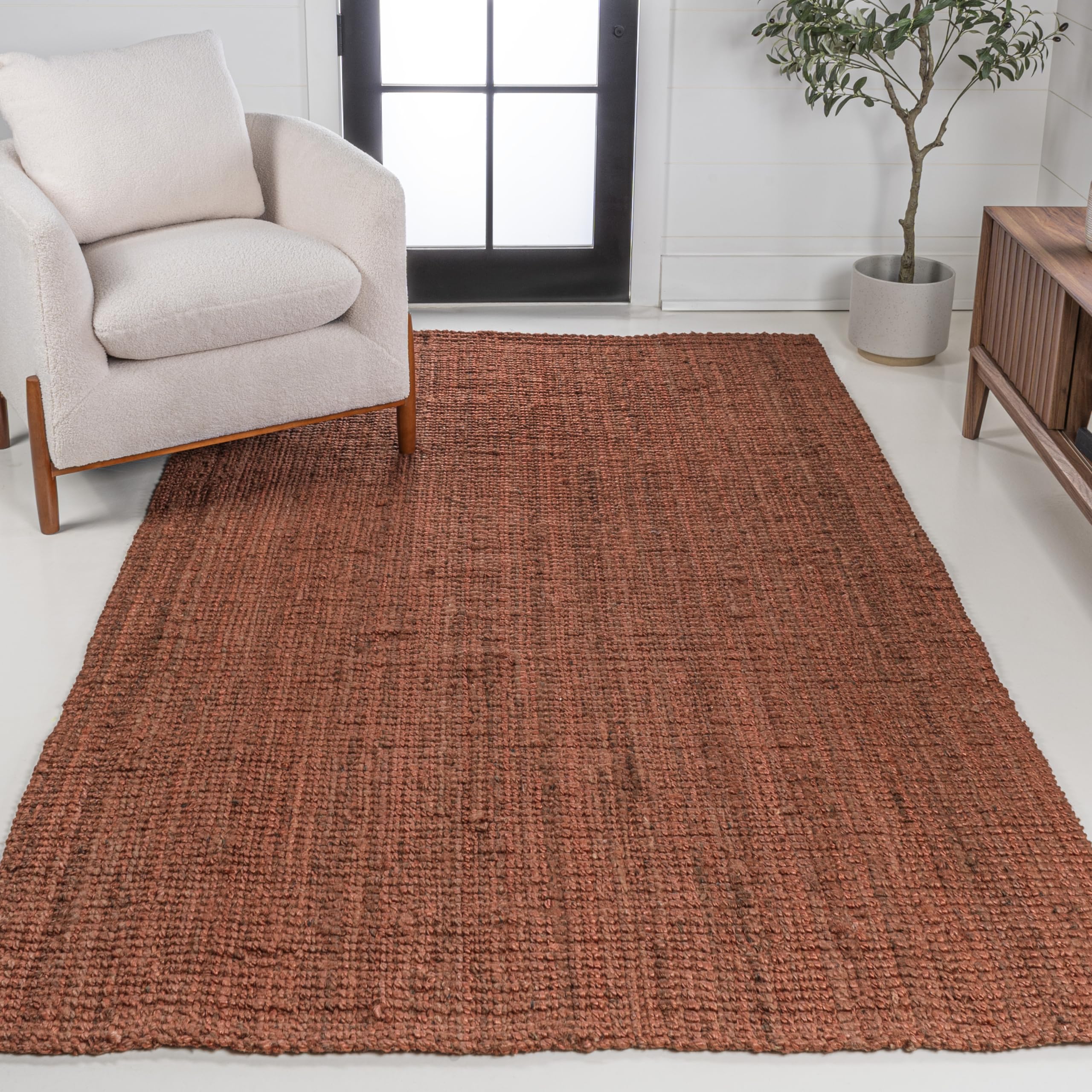 JONATHAN Y NRF102F-4 Pata Hand Woven Chunky Jute Terracotta 4 ft. x 6 ...