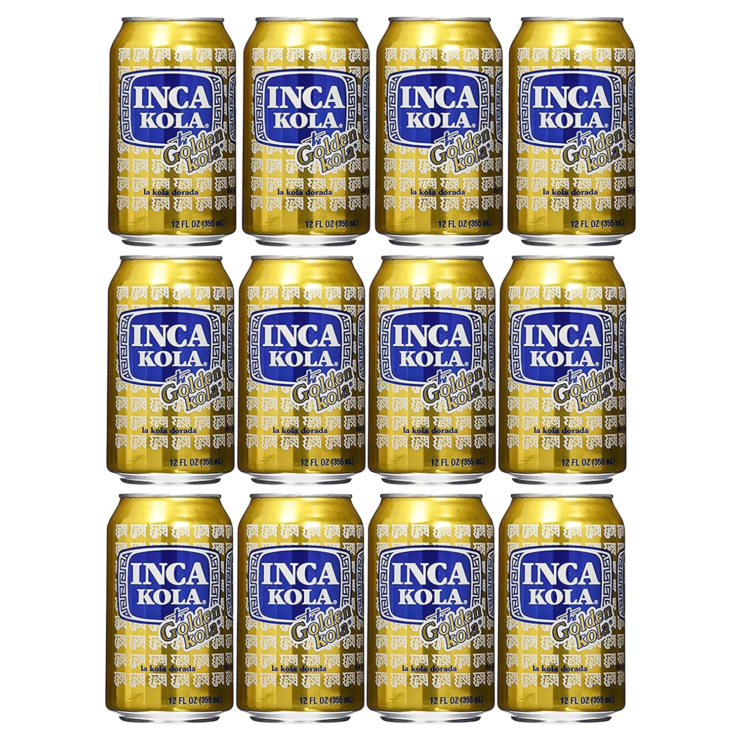 Inca Kola Golden Carbonated la kola dorada - 12 oz cans - 12pk