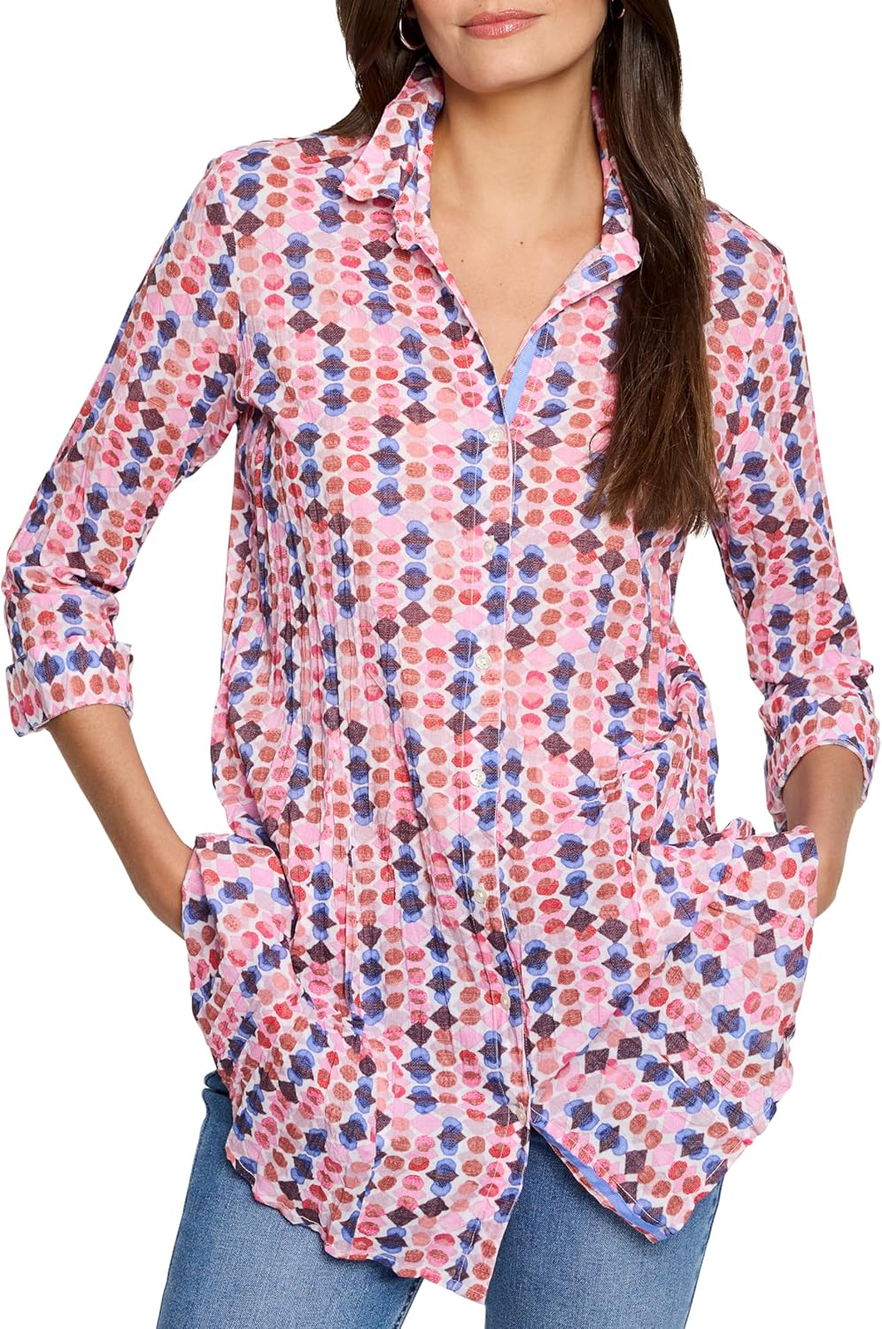 NIC+ZOE Women's Geo Dot Long Crinkle Shirt - Image 2