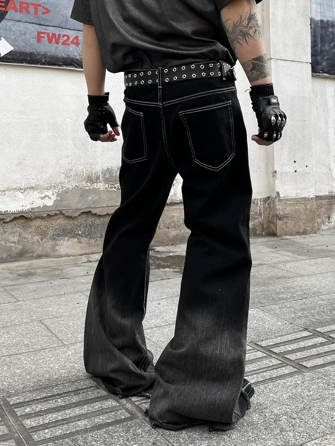 Men‘s Irregular Sutures Flared Jeans Bell Bottom Jeans Disco Pants 60s 70s Retro Trousers - Image 5