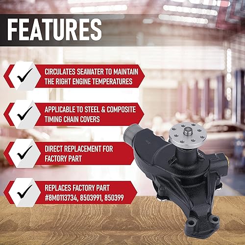 Miniatura 2 de Kit de bomba de circulación de agua - Compatible con motores Mercruiser, Stern Drive y Volvo Penta, 1968-1998 OMC, Chrysler e Indmar - Inboard 4.3,
