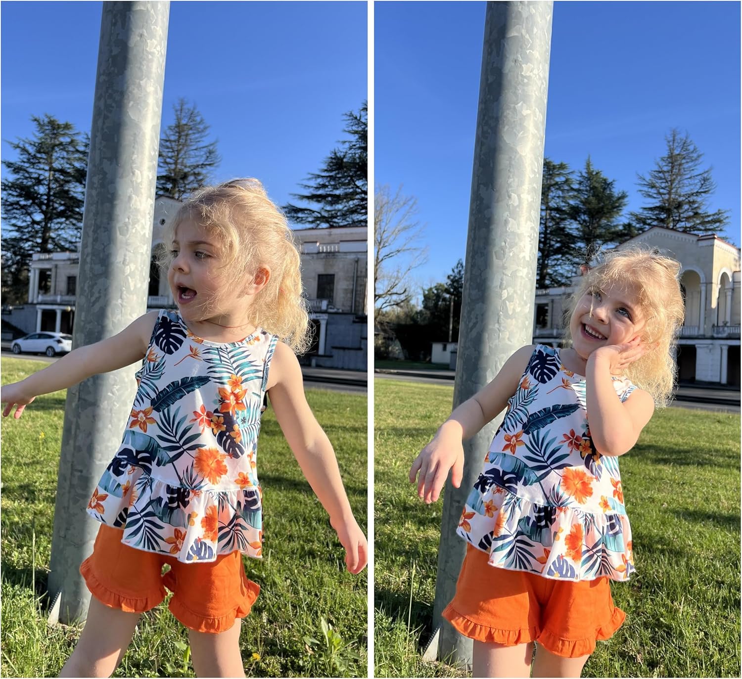 Arshiner Toddler Girls Summer Outfit Sleeveless Ruffle Top and Elastic Shorts Set Kids Short Set for 2-8 Years - Image 5