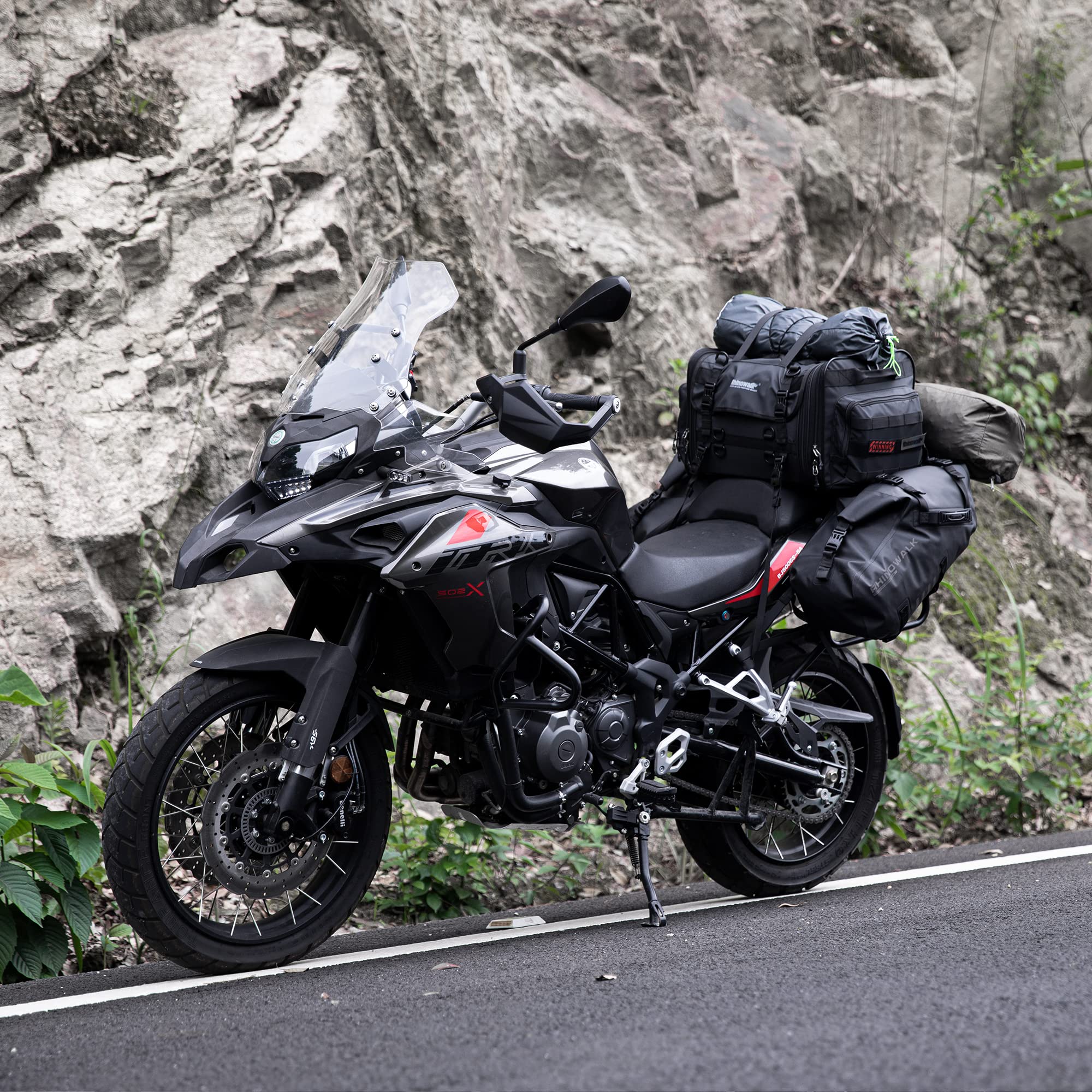 BAIGIO - Bolsa para moto impermeable, reflectante y extensible, para sillín y portaequipajes, con funda de lluvia