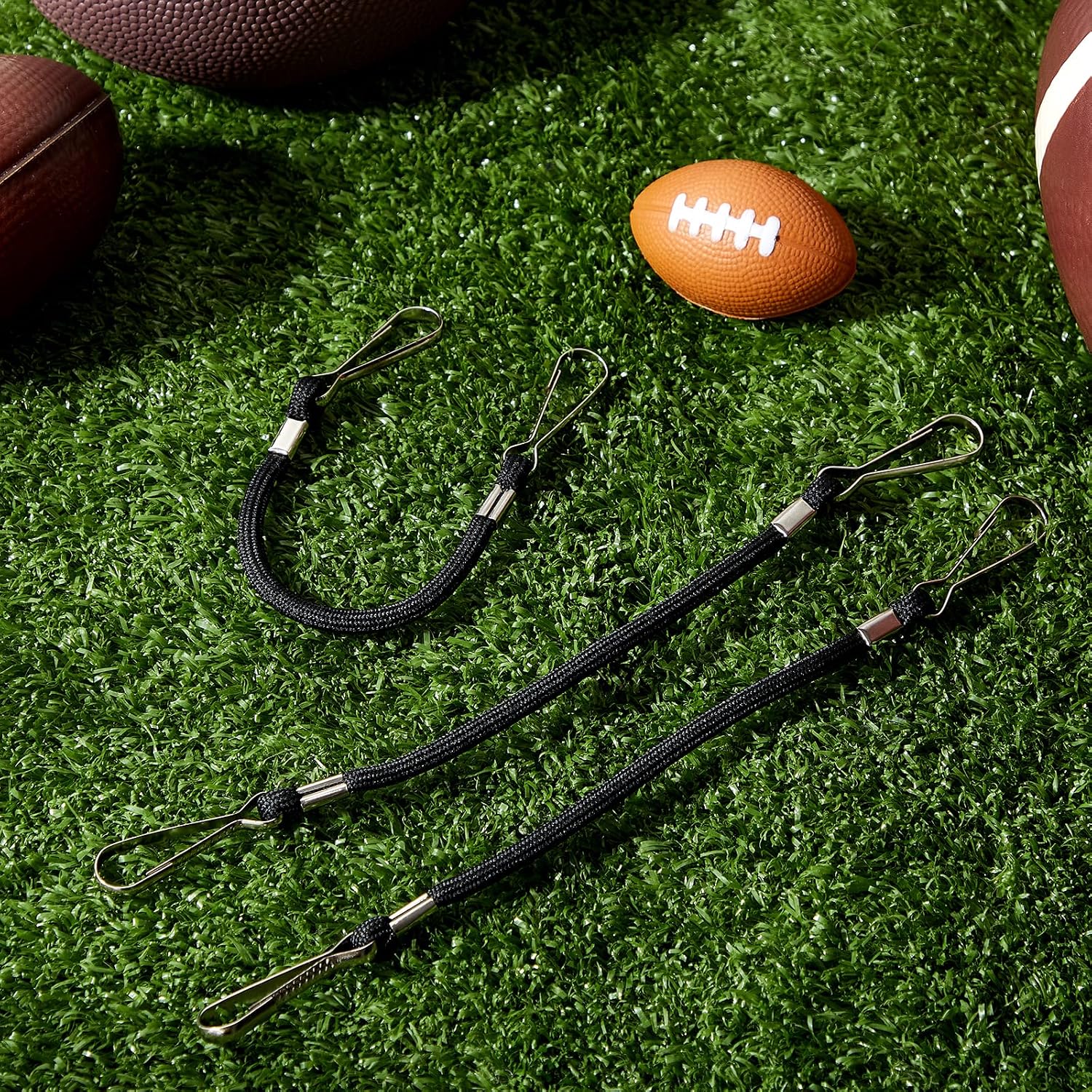 Riakrum 3 Pcs Whistle Lanyard Double Clip Nylon Metal Clips Coach Referee