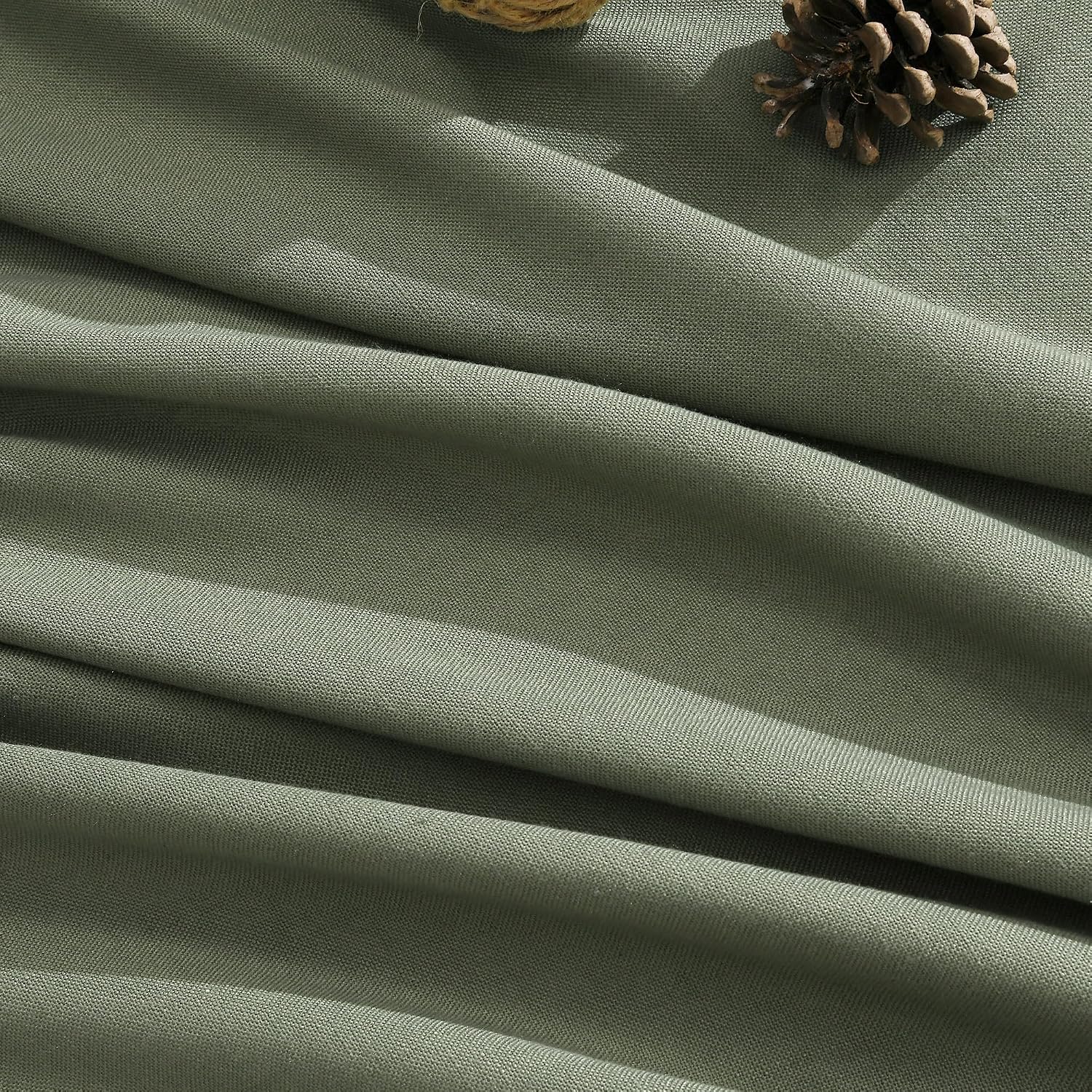 Aersas Forest Green Pleated Linen Curtains 102 Inches Long 2 Panels Set for Living Room Bedroom Neutral Farmhouse Back Tab Semi Sheer Pinch Pleat Ceiling Floor 102 Inch Large Window Curtain image 3