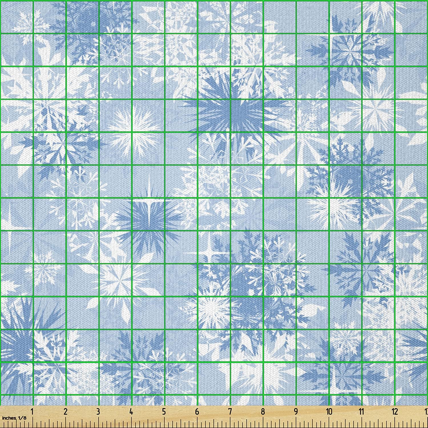 Ambesonne Snowflake Fabric by The Yard, Winter Holiday Illustration Christmas Snowflakes on Abstract Background, Stretch Knit Fabric for Clothing Sewing and Arts Crafts, 2 Yards, Blue White