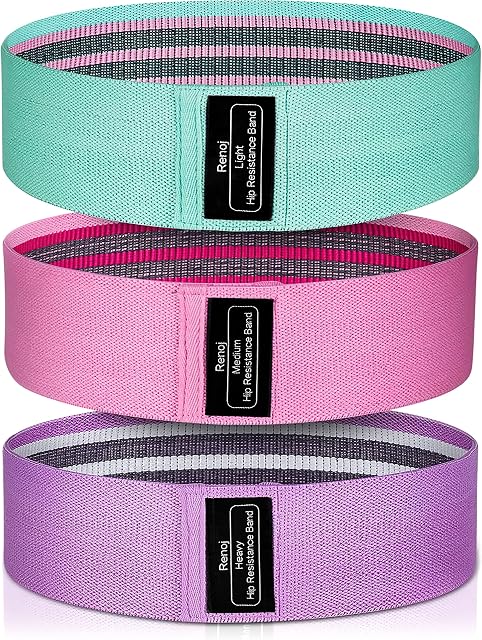 RenoJ Resistance Bands, Resistance Bands Set for Men and Women, 3 Set Exercise Pilates Booty Fabric Band Bands for Fitness, Workout, Yoga, Training, Gym, Home