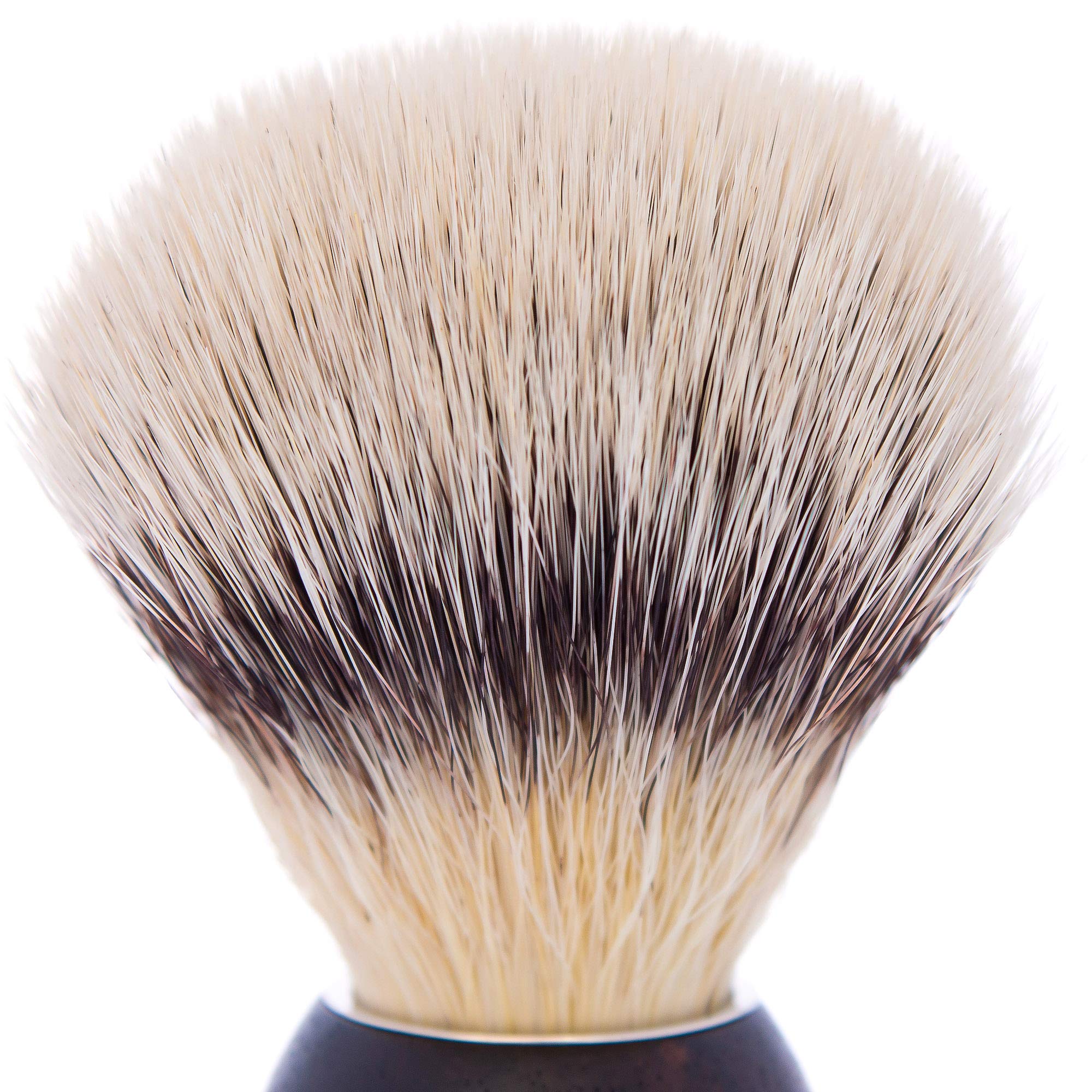 Plisson - Pennello da barba classico, Pennello sintetico in fibra bianca di alta qualità - Manico ebano di Macassar - Dimensione 12 Standard - Comfort e morbidezza - Fabbricazione francese