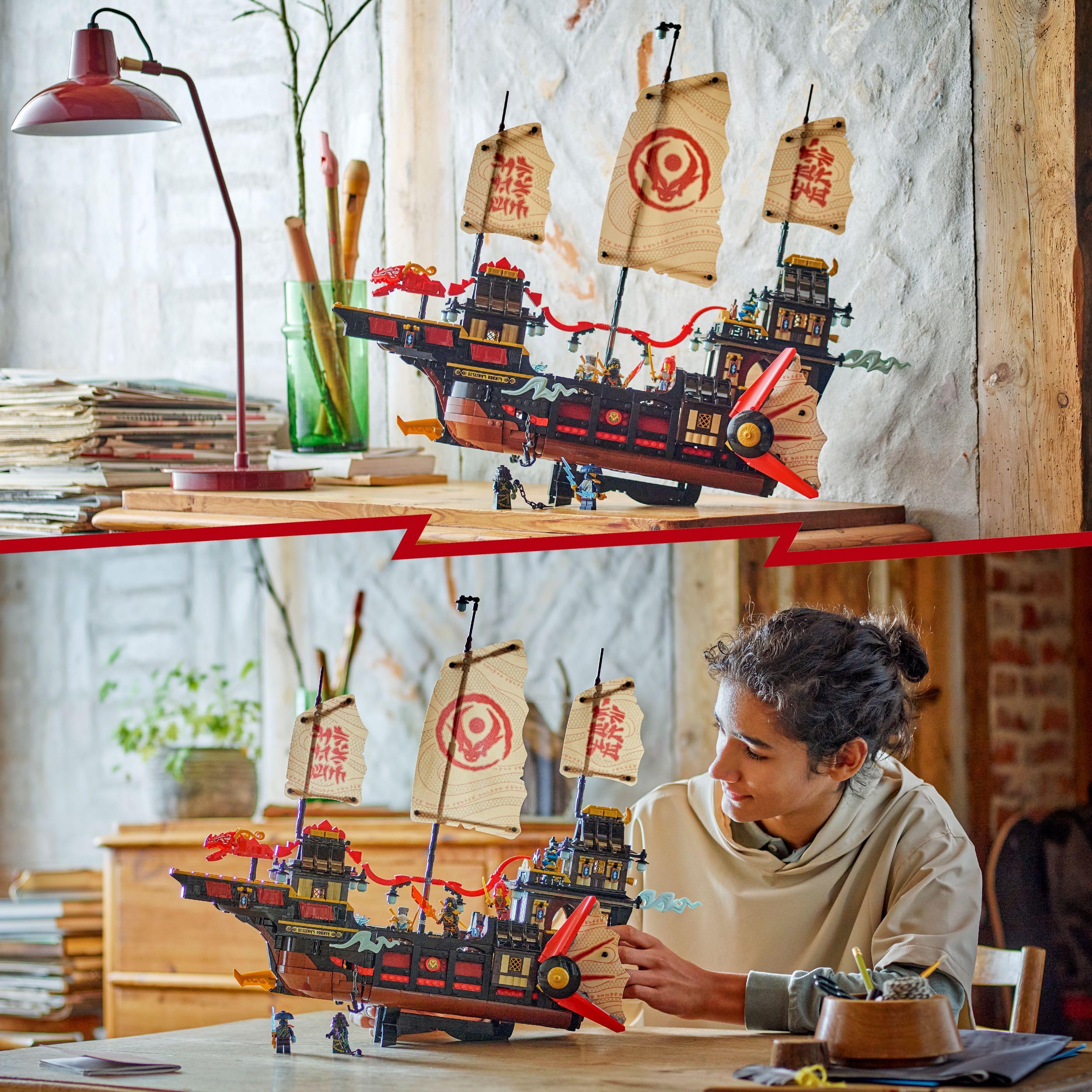 LEGO NINJAGO Der Tempel-Flugsegler - Interaktives Schiff mit beweglichen Segeln, 6 Minifiguren inkl. Cole, Zane & NYA - Geschenk für Jungen und Fans von Aufstieg der Drachen ab 14 Jahren - 71848