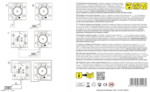 Heidemann Mehrklang-Gong Quarter (Empfänger, Lautstärke 85 dB, Farbe reinweiß, Türklingel, Gong, Funkklingel) 70146