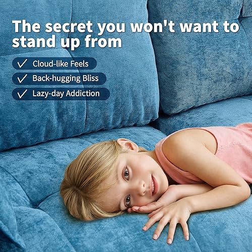 Miniatura 4 de Sofá biplaza de 84 pulgadas, sofás modernos para sala de estar, sofá nube de doble capa con asiento profundo, sofás de felpilla súper cómodos, marco