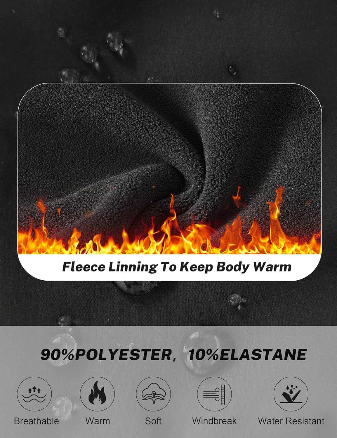 MoFiz Men's Fleece Snow Pants Winter Hiking Windbreak Water Resistant Men's Joggers Pants Warm Sweatpants Pants - Image 6