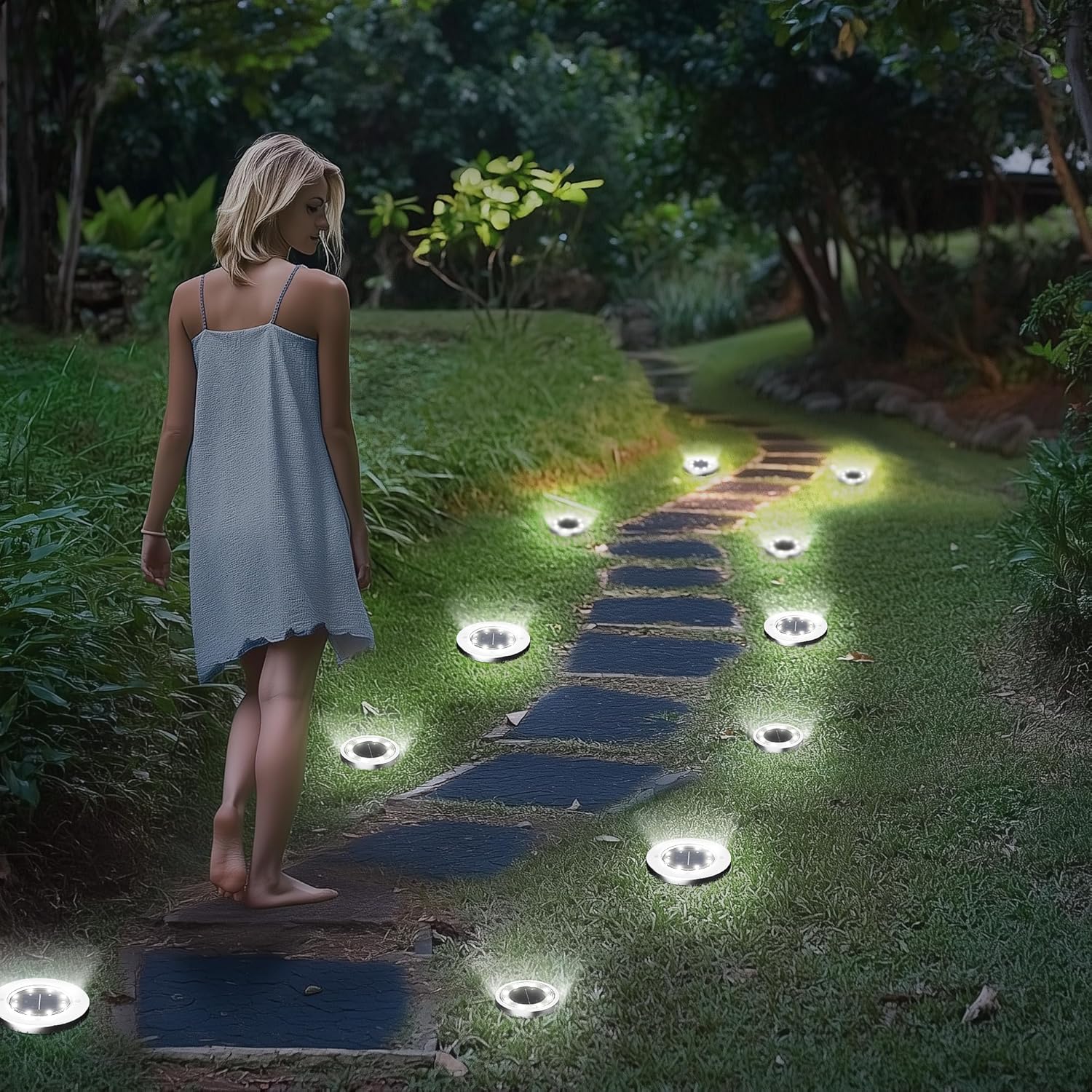 INCX Solar Lights Outdoor Waterproof, 28 Pack Solar Lights for Outside, Solar Garden Lights Landscape Lighting for Patio Pathway Lawn Yard Deck Driveway Walkway, Cold White