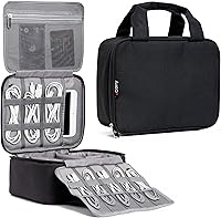 Vista 1 de Funda organizadora de electrónica, apertura plana de múltiples capas con compartimentos y bolsillos, organizador de cables para accesorios, cables