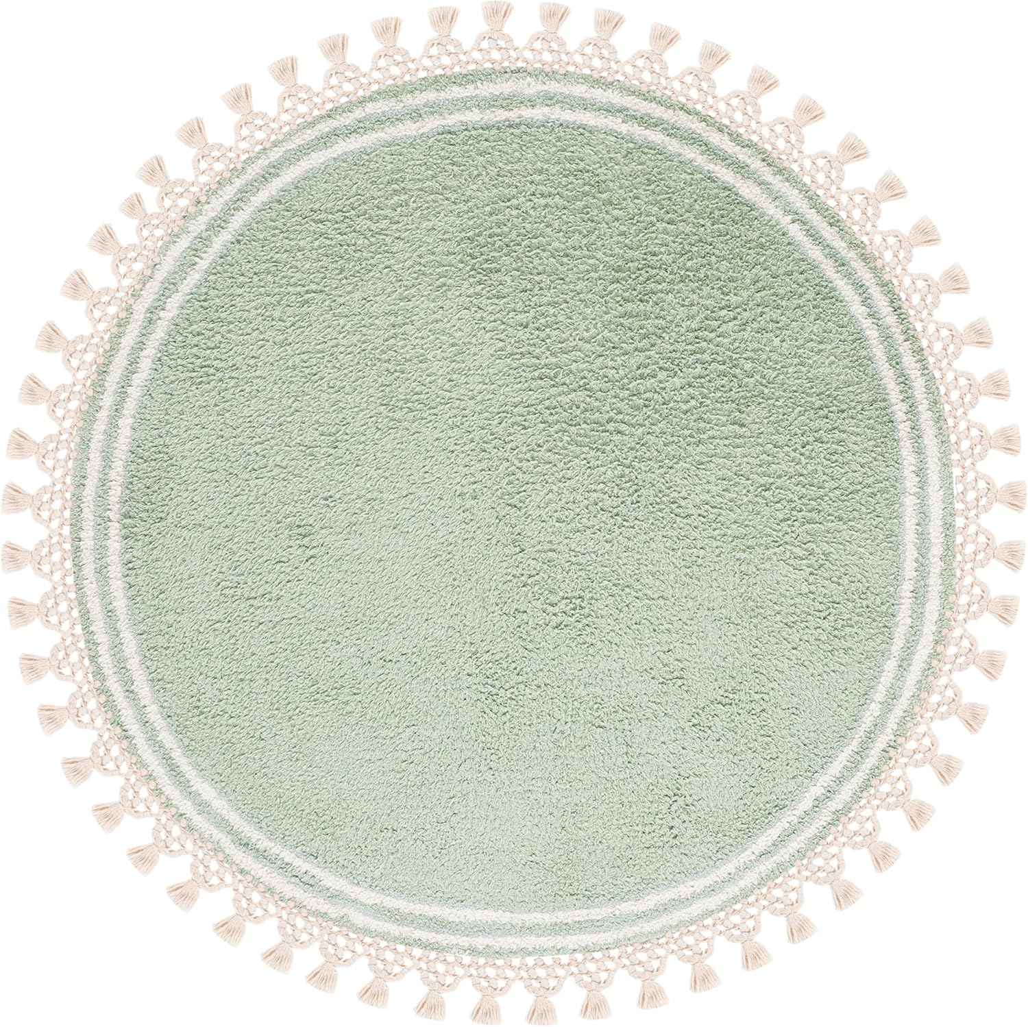 SAFAVIEH Washable Rug Easy Care Collection - 3' Round, Teal & Ivory, Handmade Cotton, Easy to Clean, Ideal for Foyer, Entryway, Kitchen, Bedroom (ECR201J)